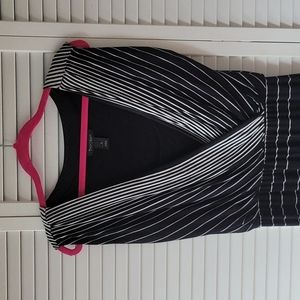 White House Black Market Black Knit Dress with Stripes sz Small